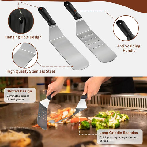 Blackstone Griddle Accessories Kit 27Pcs for Flat Top Grills Camp Chef Compatible with spatulas in use on griddle