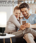 Bedroom Lamps Set of 2 With USB C and USB A Ports, 3 Color Modes 2700K to 5000K Nightstand Lamps in a cozy setting with couple