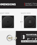 Interior Privacy Door Knob With Lock for Bedroom and Bathroom, Matte Black Doorknob Dimensions and Features Display