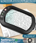 12X Rectangular Magnifier With Light And Stand Large 2 By 16 Inch Swivel Arm LED Desk Lamp on text page