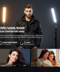 Basics 12 Inch Magnetic RGB Light Wand Dimmable 8W LED With 51 RGB Modes And 460 Lux At Half Meter for studio lighting demo
