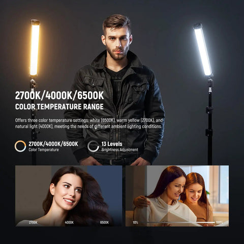 Basics 12 Inch Magnetic RGB Light Wand Dimmable 8W LED With 51 RGB Modes And 460 Lux At Half Meter for studio lighting demo