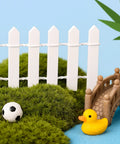 40 Inch Fairy Garden Fence Kit For Micro Landscape Mini Pot Decor Wooden Trim Fence For Dollhouses And Plant Pots DIY Christmas Moss Accent Natural Wood Finish Totally Cool And Durable displayed with toy bridge and duck on moss