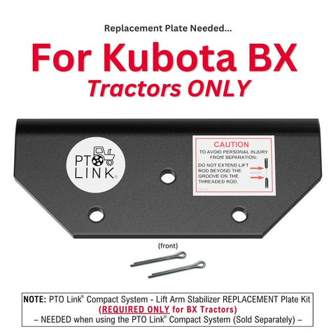 Lift Arm Stabilizer Replacement Plate Kit For BX Tractors Only, PTO Compatible Compact System Upgrade For Kubota BX Series, Durable, Easy Install Replacement Plate Keeps Lift Arm Stable And Safe