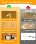 Comparison of 304 LED Curtain Lights Outdoor 9.8Ft By 9.8Ft With 8 Modes Plug In Connectable Fairy String Lights vs others