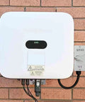 IP66 Waterproof Enclosed Motor Disconnect Switch 63A 2 Pole 220V For Indoor Outdoor Use, Weatherproof ABS Enclosure, Corrosion Resistant, High Temperature Tolerant, UV Protective, Built Tough mounted on brick wall