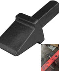 Anvil Hardy Cutter Tool Three Quarter Inch Shaft For Hot Cut Work showing black steel construction and red hot cut example