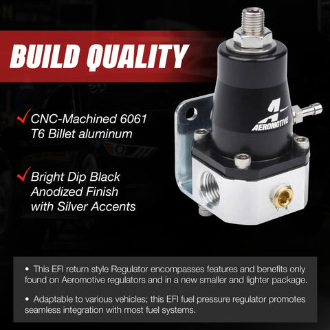 EFI Fuel Pressure Regulator Adjustable 40-75 PSI for Electric Fuel Injection Return Style with ORB-06 ports displayed