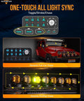 8 Gang Switch Panel With Rotary Knob And RGB Backlit Control for off-road vehicle light sync and dynamic chase effects.