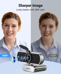 Full HD 1080P Webcam With Dual Noise Canceling Mics, 85 Degree FOV, Fixed Focus demonstrating image clarity compared to 720P