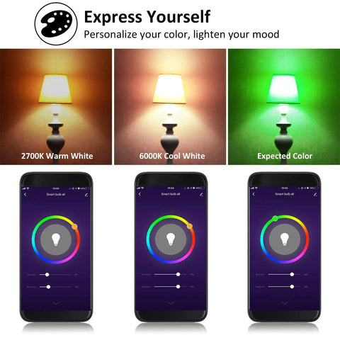 Crazy Bright Smart LED Light Bulbs 16W 1600 Lumen 150W Equivalent Color Changing A19 E26 Dimmable WiFi light settings image