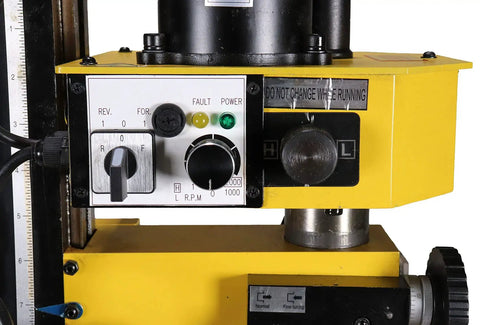 Variable Speed Mini Milling Machine For Benchtop Drilling And Light Milling, control panel, settings for DIYers and home shops.