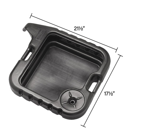 Big Fifteen Point Five Quart Oil Drain Pan With Easy Pour Spout And 18 Inch Mechanics Funnel Kit For Auto Fluids Like Engine Oil Antifreeze