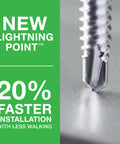 Close-up of Size 10 X 1 Inch Metal To Metal Low Profile Self Drilling Screws with lightning point tip on steel sheet.
