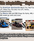 Image of three go karts with text '30 Series Go Kart Drive Belt' and list of compatible American Sportworks and Manco models.