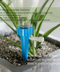 Close-up of 24 Pack Self Watering Spikes For Plants Automatic Indoor Plant Waterer With Adjustable Drip Valve in use