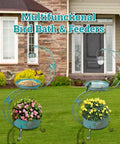 Bird Bath With Flower Planter Base And Solar Lighting Pedestal For Outdoors, 36 Inch Outdoor Bird Bath For Garden Yard Patio