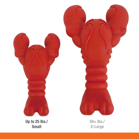 Lobster Shaped Power Chew Dog Toy For Pups And Small Dogs With Triple Chew Ends And Easy Grip Arch Durable For Aggressive Chewers Great For Chewing Teething And Mental Stimulation, small and X-large sizes