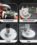 Digital Caliper 6 Inch Stainless Steel Electronic Calipers With Large LCD Display measuring inner and outer diameter, depth, step