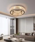 Crystal Ceiling Light Chandelier LED Flush Mount With Three Color Temperatures Modern Sparkling Lighting Fixture in a living room