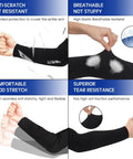 Arm Sleeve Guards for Men and Women, 2 Pairs Protective Forearm Sleeves, lightweight HPPE nylon spandex, black, features illustrated
