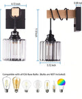 BANGANMA 2-Pack Black Farmhouse Hardwired Wall Sconces Crystal for Bathroom, dimensions 11.8 inches, wood and metal materials.