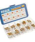 Ten Value MLCC Ceramic Capacitor Assortment Kit, 300 Pieces Total 30 Per Value, 0.1uF 0.15uF 0.22uF 0.33uF 0.47uF 0.68uF 1uF 2.2uF 4.7uF 10uF, Tolerance 10 Percent, Great For DIYers And Tinkerers In Electronics, shown in open plastic case