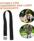 Adjustable Lawn Aerator Shoes With Durable Metal Spikes Easy Assembly 8 Pcs Garden Care Gear showcased with strap and users