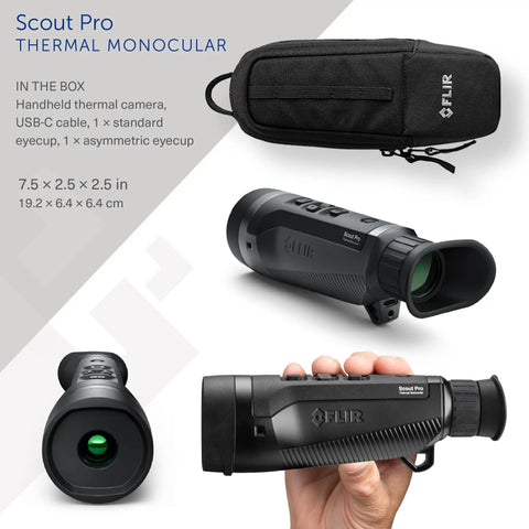 Handheld Thermal Imaging Monocular With 500 Meter Human Detection And 32 Degree Wide Field Of View For Law Enforcement Pros Nite Ops Surveillance And Tactical Use, shown with carrying case and accessories.