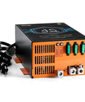Straight Up Solid 45 Amp RV Converter 120V AC To 12V DC Smart Battery Charger rear view with connectors and power cable.
