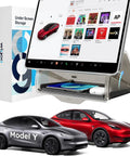 Under Screen Center Console Organizer For Model Y 2019 Through 2026 Including Juniper 2025 2026 Standard Premium And Performance Concealed Center Console Organizer Tray Quick Easy Stable Installation under a display with Model Y vehicles