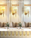 Game Changing Battery Powered Wall Sconces Set Of Two With Smooth Wireless Recharging And 12 RGB Colors Plus 3CCT Dimmable Levels For Ultimate Chill Bedroom Vibes Or Slick Living Room Decor Accents showing three color temperatures and dimming.