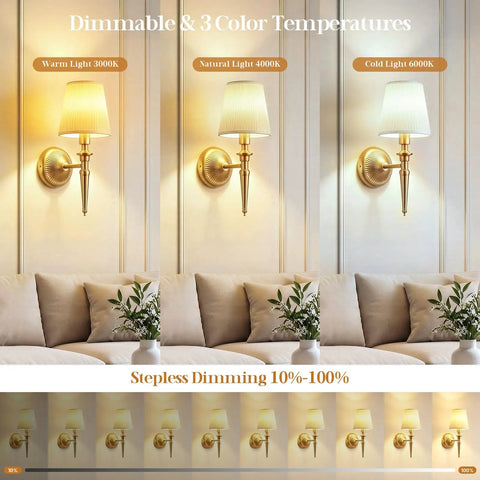 Game Changing Battery Powered Wall Sconces Set Of Two With Smooth Wireless Recharging And 12 RGB Colors Plus 3CCT Dimmable Levels For Ultimate Chill Bedroom Vibes Or Slick Living Room Decor Accents showing three color temperatures and dimming.