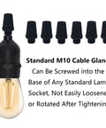 50 Pairs Plastic Pendant Lighting Strain Reliefs for Lamps and Fixtures M10 Cable Glands Cord Grips, black, side view