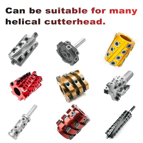 Various helical cutterheads for woodworking, compatible with Carbide Insert Set For Helical Cutter Heads 15x15x2.5mm 30 Degree R150 4R0.5 10 Pack.