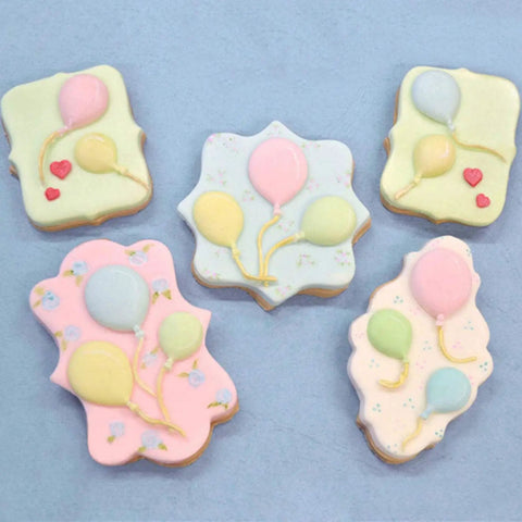 Balloon Silicone Molds Set Of 5 For Cake Decorating And Candy Making Hot Air Balloon Fondant Molds with pastel cookies