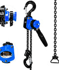 Heavy Duty Half Ton Chain Hoist Come Along With 20 Ft Lift, 1100 Lbs Capacity, G80 Chain, Ratchet Puller, Dual Hooks, Blue