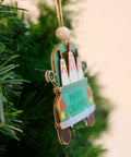 Chickmas Farmhouse Style 3D Wooden Christmas Ornament Four Inch Hanging Chicken Decor on tree