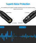 Top Notch XLR To XLR Cable 6 Ft Noise Canceling Shield Kevlar Reinforced Nylon Braided 3 Pin Balanced Microphone Cord details