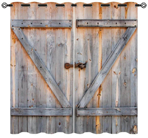 Old Antique Door Style Blackout Curtains For Bedroom And Living Room Dope Home Decor Rustic Barn Farmhouse Grommet Drapes