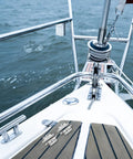 Stainless Steel Boat Door Latches Four Pack For RVs And Closets Marine Cabinet Hardware installed on a boat deck