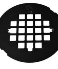 Brass Shower Drain Body With Grid Cover Plate, Four And A Quarter Inch OD Compression Fit, Matte Black Finish, grid detail view