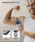 Big Display Bluetooth Smart Tape Measure For Fitness And Weight Loss in use on flexed arm, showing 2.1-inch screen.