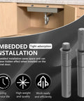 12 Pack Magnetic Push Latch for Cabinets and Drawers with Embedded Installation Details, Short Grey Finish, Stainless Steel Magnets