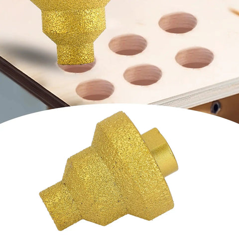 Heavy Duty Diamond Step Drill Bit For Tile Marble And Concrete With M14 Thread Perfect Fit For Angle Grinder Professional Multi Layer Brazed Chamfer Reamer Kit For Fast Clean Cutting Jobs, gold bit drilling holes
