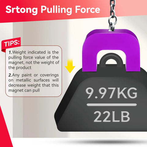 Alnico U Shaped Horseshoe Magnet With 22 Lb Pull Purple Utility Magnet For Lifting Holding Sorting And Clamping Applications A Heavy Duty Reusable Magnet 1 Piece displaying pulling force and tips.
