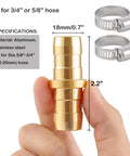 Close up of aluminum connector and stainless clamps for Two Pack Garden Hose Repair Kit With Stainless Clamp For Three Quarter To Five Eighth Inch Hoses Aluminum Durable Construction Quick And Easy Install Leak Free Connection For Standard Hoses.