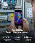 Person using USB-C Thermal Imaging Camera For Android And iPhone, Grab-And-Go Handheld Pro-Grade 320x240 Infrared Imager in electrical panel