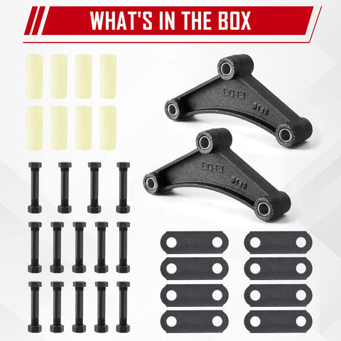 Trailer Shackle Kit For Tandem Axle With Double Eye Springs For 3.5K To 5.2K Axles Includes Equalizer Nylon Bushings