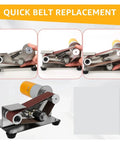 Ultra Compact Mini Electric Belt Sander With Grinder Set showing quick belt replacement mechanism for easy adjustments.